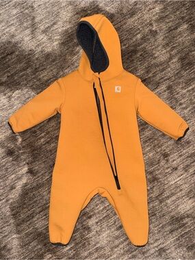 Carhartt Kids Hooded Footie One-Piece in Mustard Yellow